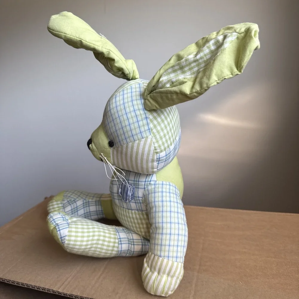 Pottery Barn Kids Bunny Rabbit Cotton Stuffed Animal Toy Patchwork 16